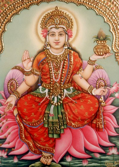 Miniatura della dea Lakshmi su avorio da School Indian