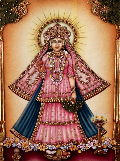Dea Radha Miniatura su Avorio da School Indian