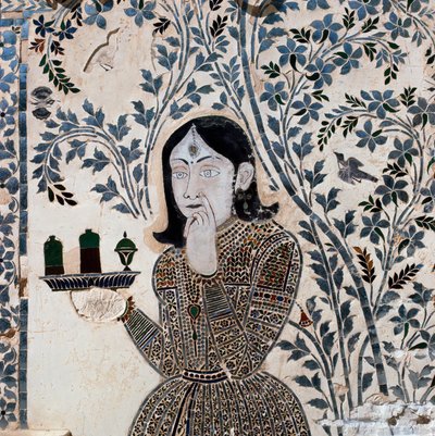 Intarsio decorato con una figura di servitore, palazzo di Sawai Jai Singh II (1699-1744) da School Indian
