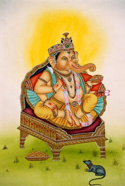 Signore Ganesh Ganpati Miniatura su carta da School Indian