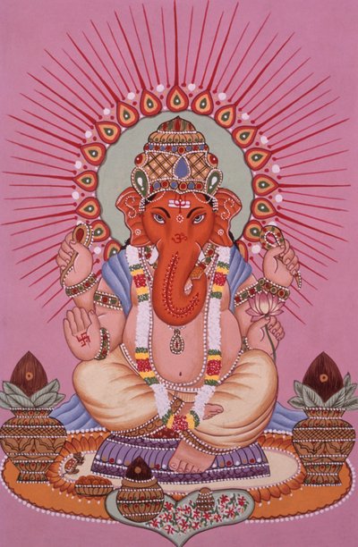 Miniatura di Lord Ganesh Ganpati su carta da School Indian
