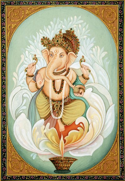 Miniatura di Lord Ganesh Ganpati su carta da School Indian