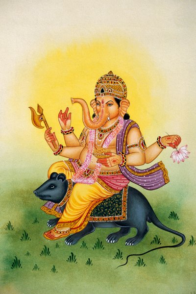 Signore Ganesh Ganpati Miniatura su Carta da School Indian