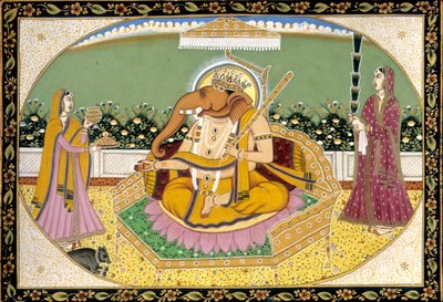 Signore Ganesh con Ridhi e Siddhi Miniatura India da School Indian