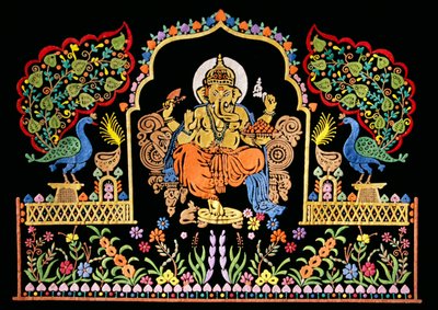 Signore Ganesha Ganpati Ricamo su Velluto da School Indian