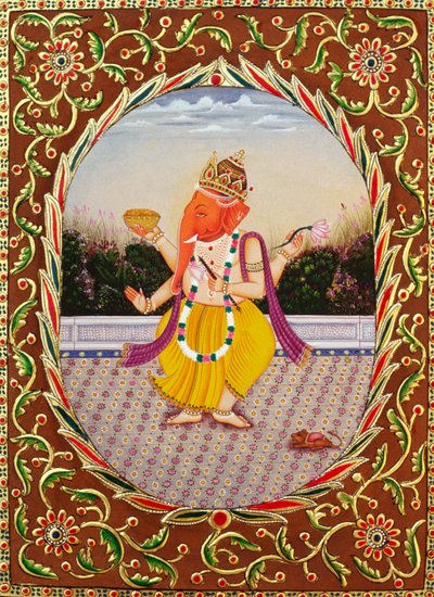 Signore Ganesha Ganpati con Ricamo da School Indian