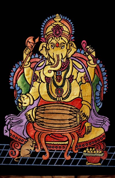 Signore Ganesha Ganpati che suona uno strumento musicale da School Indian