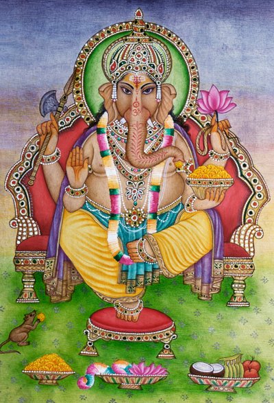 Signore Ganesha Ganpati in miniatura su carta da School Indian