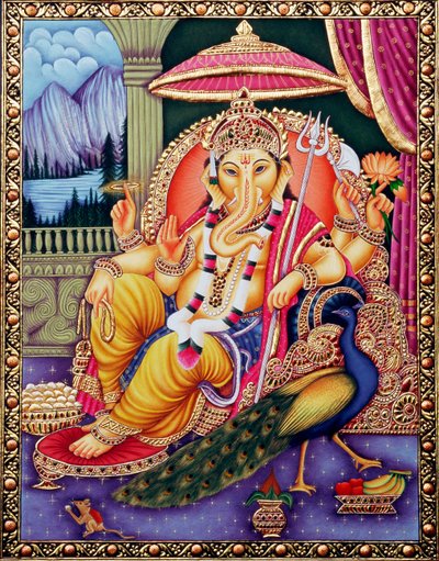 Signore Ganesha Ganpati in miniatura su carta da School Indian