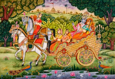Signore Krishna con Radha da School Indian