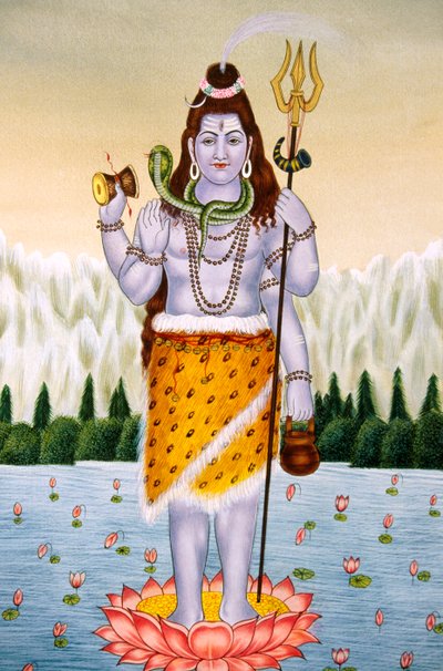 Signore Shiva Shanker Miniatura su Carta da School Indian