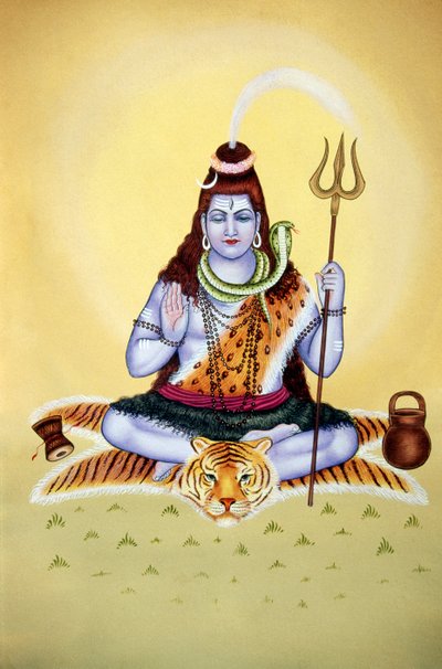 Signore Shiva Shanker Miniatura su Carta da School Indian