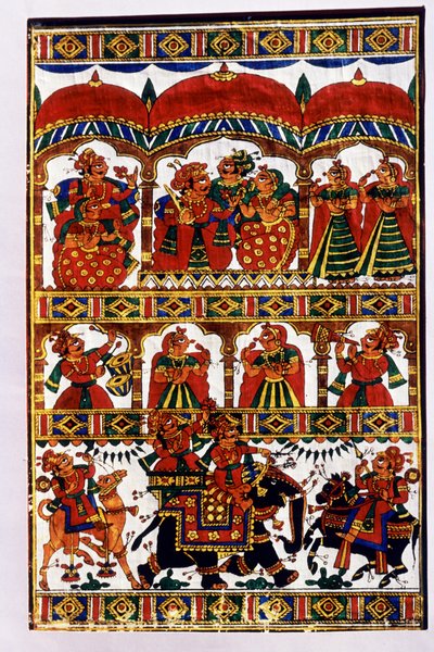 Dipinto su stoffa in miniatura, India da School Indian