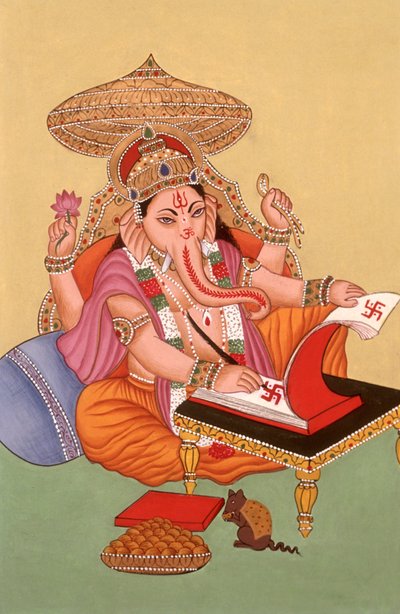 Miniatura di Ganesh, il dio dalla testa di elefante, India da School Indian