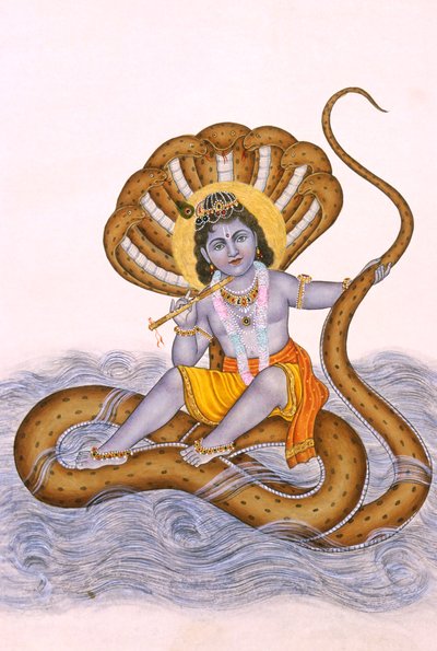 Miniatura di Lord Bal Krishna su carta da School Indian