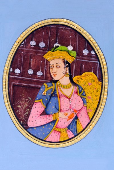 Miniatura della Regina Mumtaj Mahal India Asia da School Indian