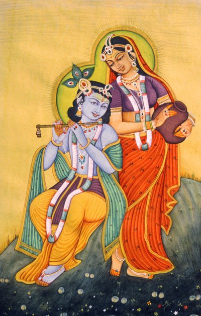 Miniatura di Radha Krishna, India da School Indian