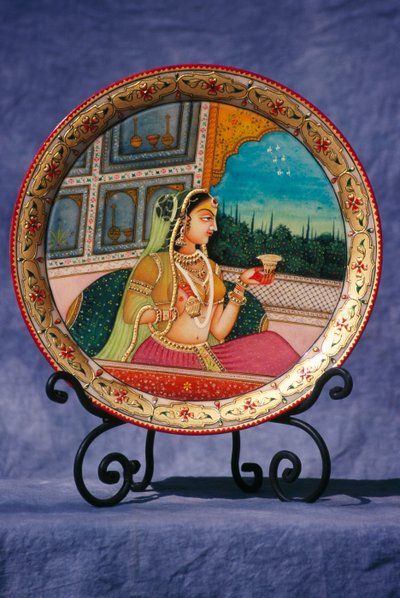 Signora che Si Gode una Bevanda da School Indian