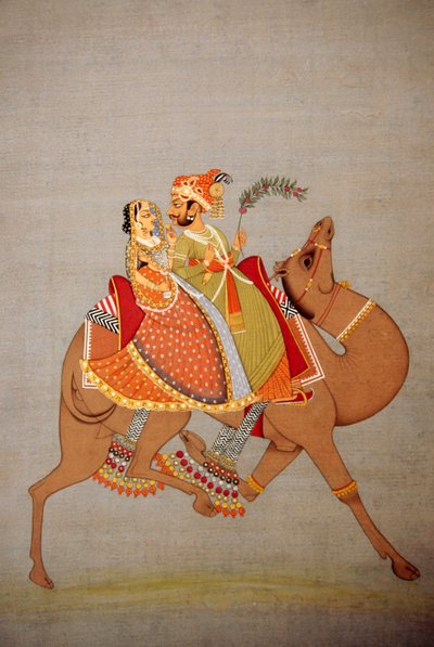Miniatura su carta, Dhala Maru, Rajasthan, India da School Indian