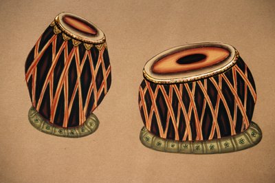 Miniatura su carta, Strumento musicale classico indiano Tabla da School Indian