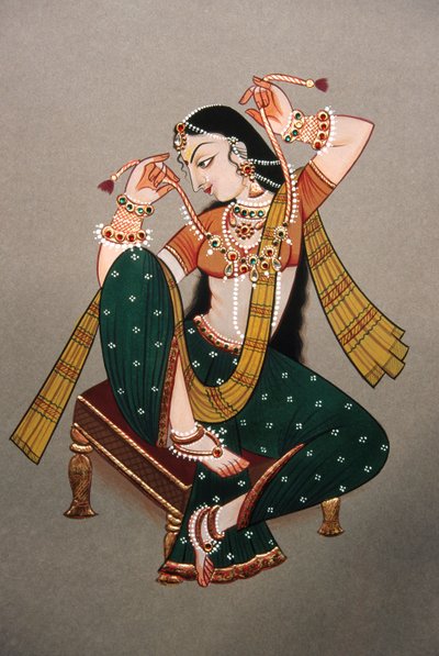 Miniatura su carta di una dama del Rajasthan da School Indian