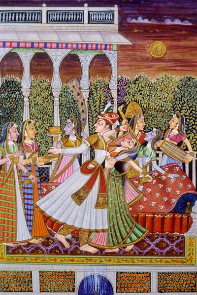 Miniatura del re e della regina Mughal da School Indian
