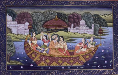 Miniatura Mughal su carta, scena d