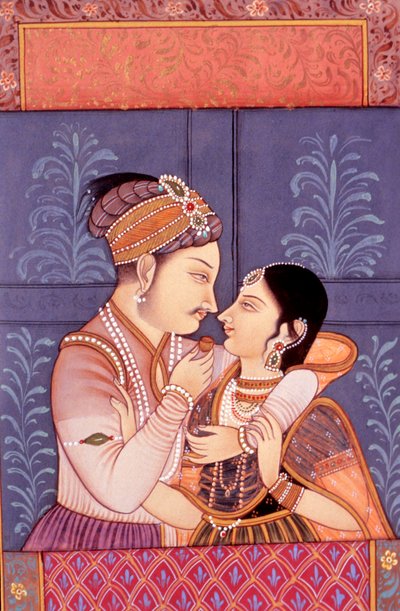 Miniatura Mughal su carta di scena d