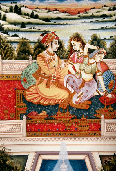 Imperatore Mughal con le Sue Mogli in Scena d