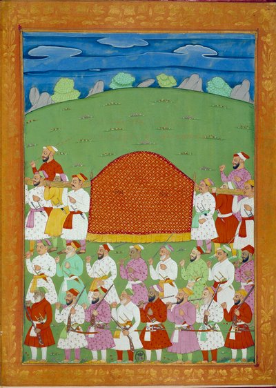 Palanquino delle concubine del sultano, corte dello Shah Alem. Miniature indiane e persiane in "Storia dell
