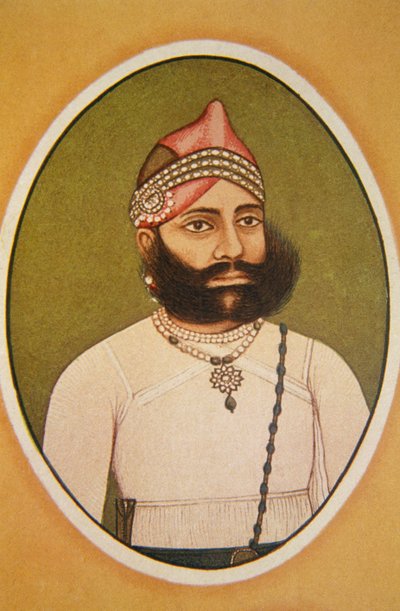 Ritratto del Maharaja Fateh Singh, Udaipur, Rajasthan, India da School Indian