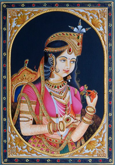 Ritratto di Mumtaz Mahal su Carta da School Indian