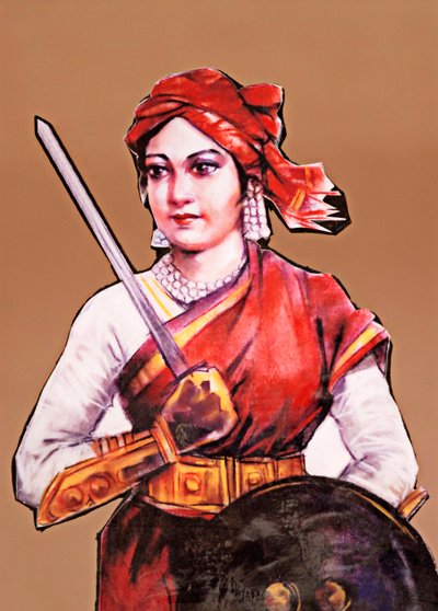Ritratto di Rani Laxmibai Regina di Jhansi grande combattente per la libertà della prima guerra d