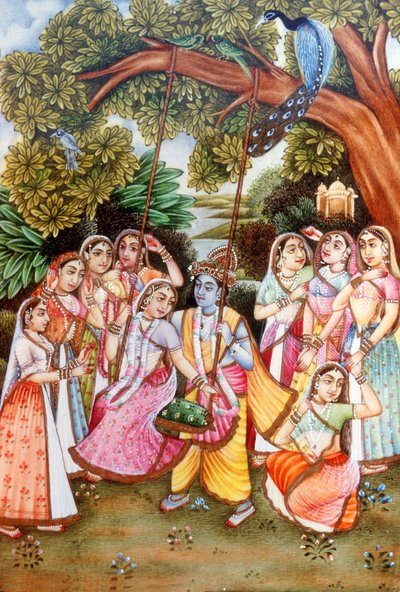 Miniature di Radha Krishna da School Indian