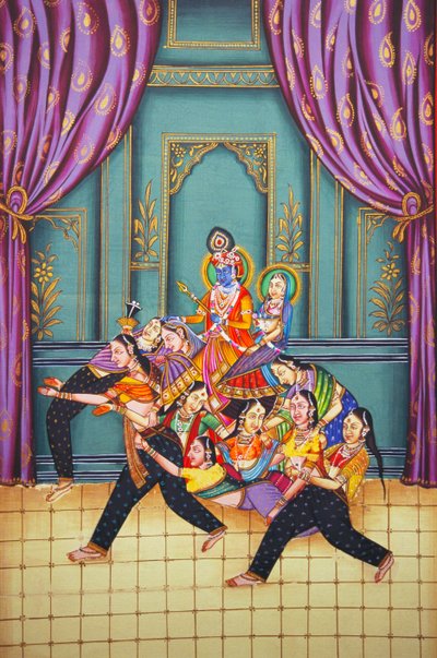 Radha Krishna con Sakhis da School Indian