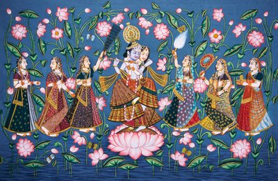 Radha Krishna con Sakhis da School Indian