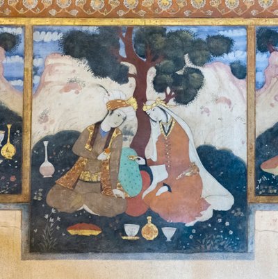 Affresco al palazzo Chehel Sotoun, Esfahan, Iran da School Iranian