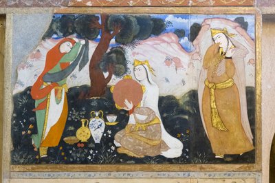 Affresco al palazzo Chehel Sotoun, Esfahan, Iran da School Iranian