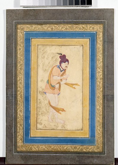 Ritratto di un maestro derviscio iraniano - Miniatura dipinta, acquerello, gouache e oro su cartone, inizio XVII secolo da School Iranian