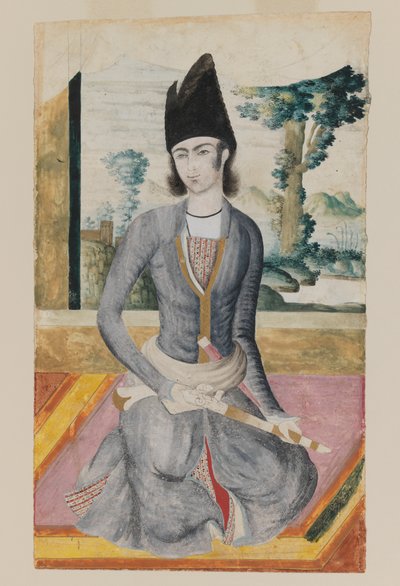 Principe Qajar seduto da School Iranian