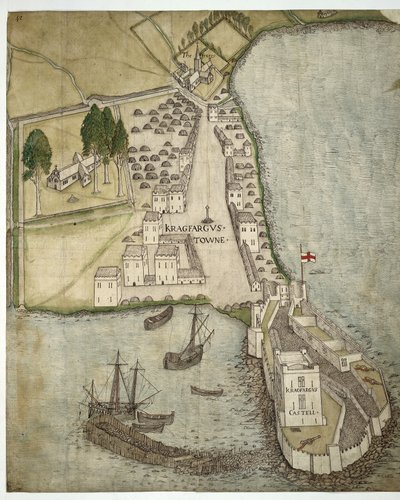 Il Castello e la Città di Carrickfergus, Irlanda, c.1560 da School Irish