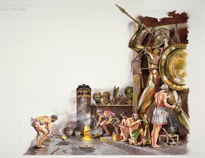 Antica Atene - ricostruzione di un laboratorio di scultura in bronzo da School Italian