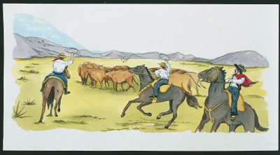Argentina - gauchos che radunano il bestiame nelle Pampas da School Italian