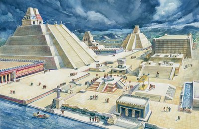 Nuvole sopra le piramidi, Templo Mayor, Tenochtitlan, Città del Messico, Messico da School Italian