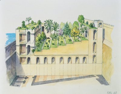 Palazzo di Nabucodonosor, Babilonia, con giardini pensili da School Italian