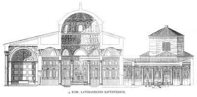 Piani del Battistero Lateranense (litografia) da School Italian