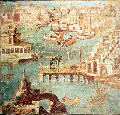 Porto di Pozzuoli vicino a Napoli. Museo Nazionale di Napoli da School Italian