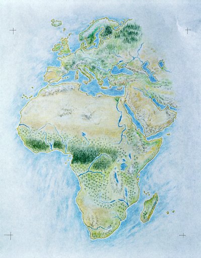 Mappa non contrassegnata di Africa ed Europa da School Italian