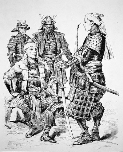 Samurai del vecchio Giappone in costume e armatura tradizionali da School Japanese