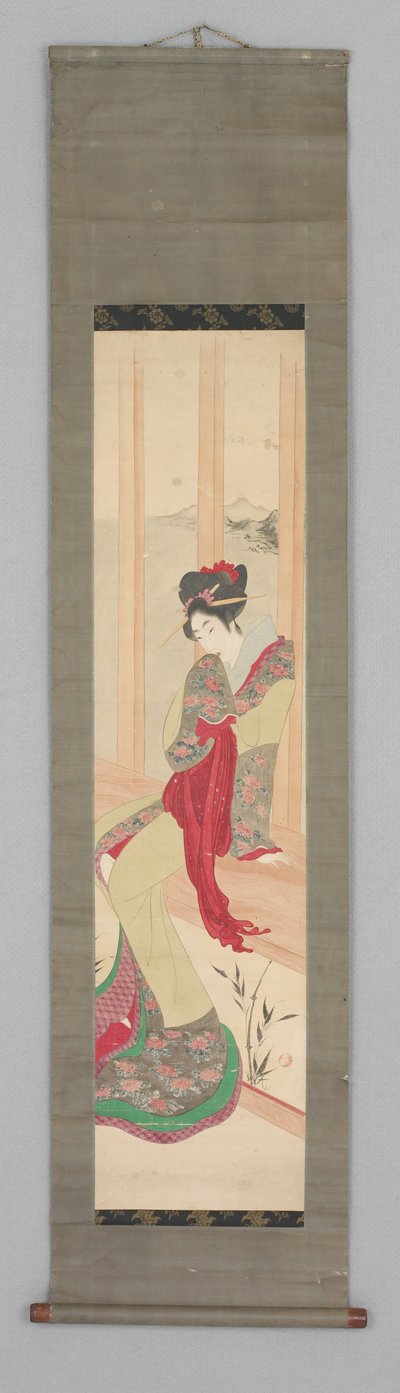 Donna sul sedile della finestra (Kakemono) da Japanese School